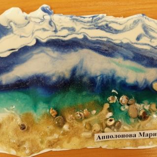 Роспись акриловыми красками на пластике. Миниатюра: "Загадочное дно океана"