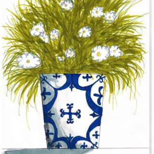 Кашпо в стиле "Гжель"