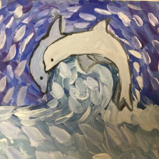 Дельфины на закате