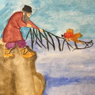 Иллюстрация к сказке А.С.Пушкина "Сказка о золотой рыбке"