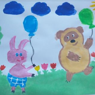 Винни-пух с Пятачком на прогулке