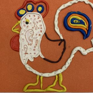 Панно из пластилина «Петя-петушок»