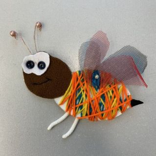 Поделка из пряжи " Пчела" в технике " Ниткография"