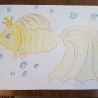 рисунок по сказке А.С. Пушкина "Сказка о рыбаке и рыбке"