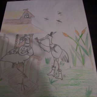 иллюстрация к русской народной сказке "Журавль и Цапля"