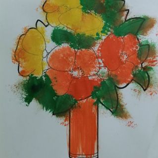 "Цветы для мамы" рисование губкой