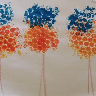 "Осенний пейзаж" оттиск воздушно-пузырьковой пленкой