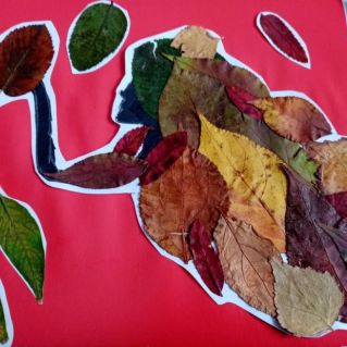 аппликация из осенних листьев "Осень пришла"