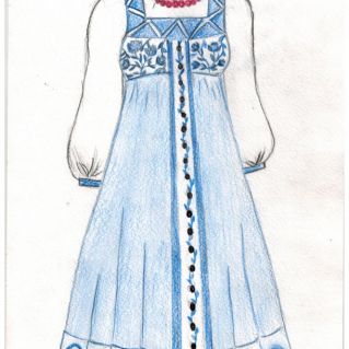 Сарафан с элементами флористической росписи