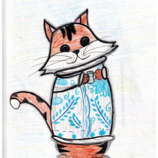 Новогодний сувенир "Тигр в полушубке "Гжель"