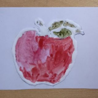 Нетрадиционная техника рисования клеем и гуашью "Яблкоко"
