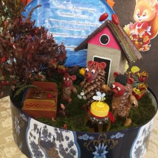 "Работа из природного материала по сказке "Три медведя"