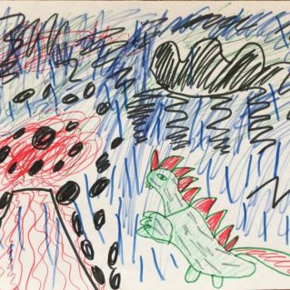 Динозавр и вулкан