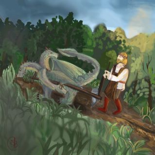 Никита Кожемяка запрягает змея