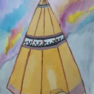 Рисунок к хантыйской сказке "Жители двух чумов"