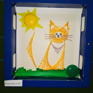 Озорной кот. Изонить