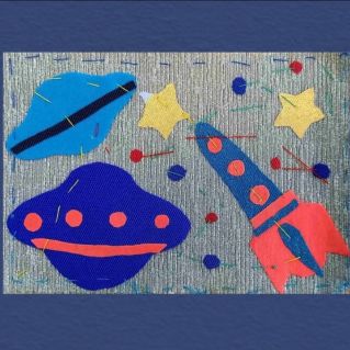 Панно - аппликация из из ткани " Космос"