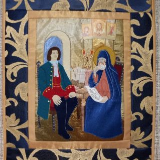 "Пётр Первый и Митрофан Воронежский" (лоскутное шитьё)