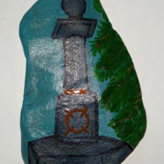 рисунок на камне " Памятник Витусу Берингу"