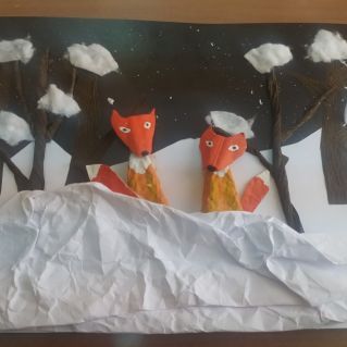 аппликация "Зимняя прогулка"