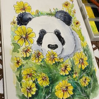 "Панда в цветах"