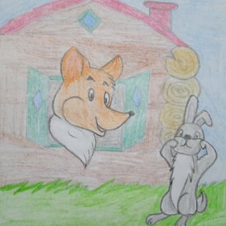 рисунок к русской народной сказке "Заюшкина избушка"