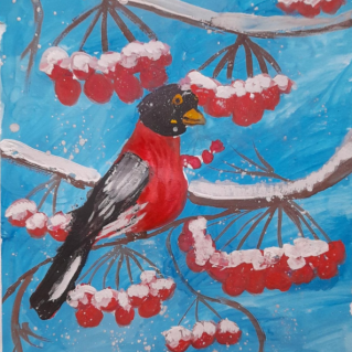 "Снегирь в зимнем лесу"