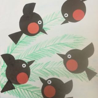 Стайка снегирей.