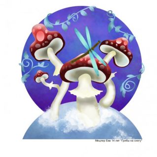 Композиция "Грибы на снегу"