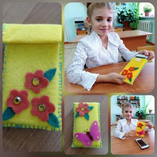 "Чехол для телефона" шитьё из фетра