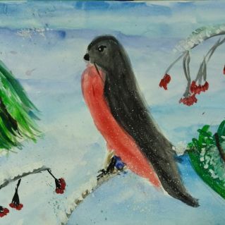 Снегирь на веточке