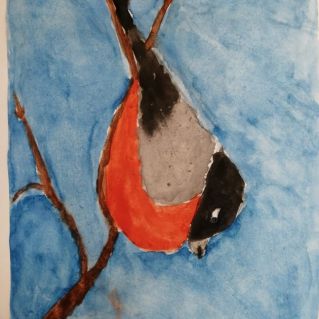 Одинокий снегирь