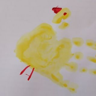 Синичка - рисование ладошкой