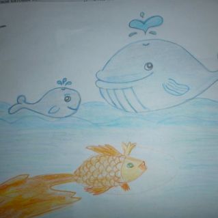 Рисунок "Китенок и золотая рыбка"