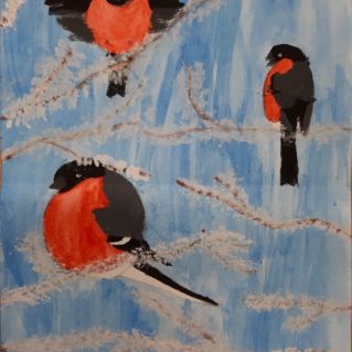 Снегири на ветке