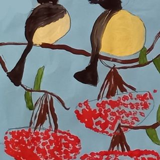 Синицы на рябине