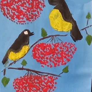 Синицы на рябине