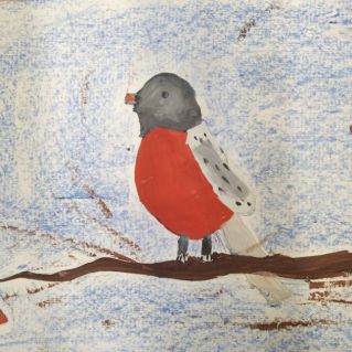 Снегирь на обеде