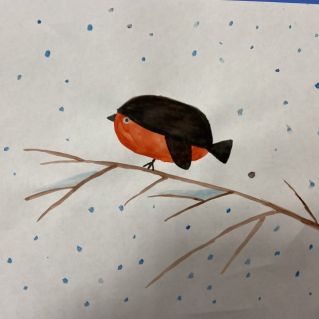 Снегирь на ветке