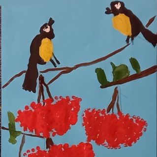 Синицы на рябине.