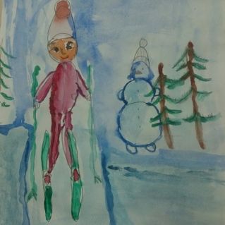 "В зимний день я не скучаю: быстро лыжи надеваю..."