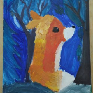 "Рыжая красавица". Гуашь.