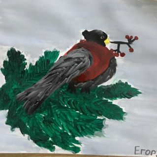 Снегирь на ветке