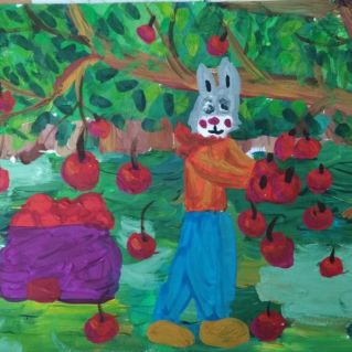 Заяц и яблоки.