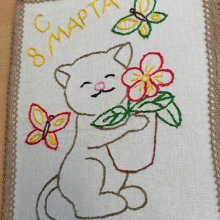 вышивка "Кошкин дом"