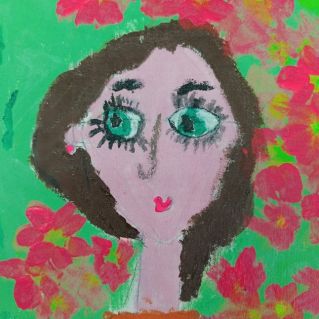 Портрет мамы" Рисунок на холсте