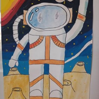 Рисунок "С музыкой в космос"