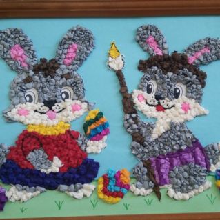 Панно "Пасхальные зайцы"