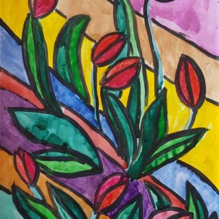 Цветы на радужном поле