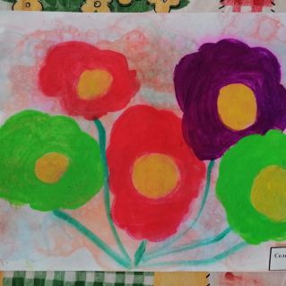 "Цветочное настроение". Рисование мыльными пузырями.